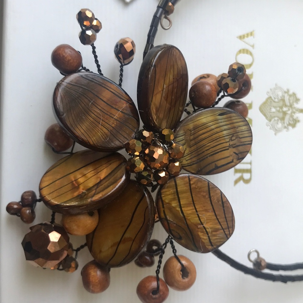 Chocker tiger eye floral bead combination NWT